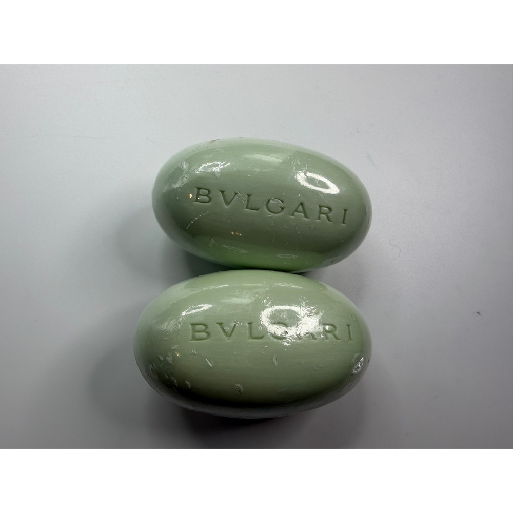 2 NEW Bvlgari Eau Parfumee au The Vert Scented Soap Bars 75g 2.6oz Egg Shape